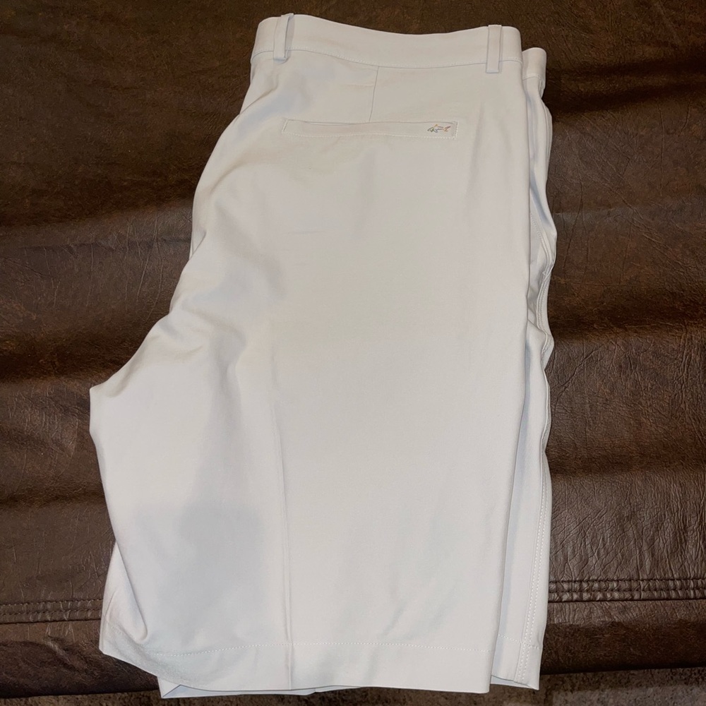 Greg Norman light khaki golf shorts